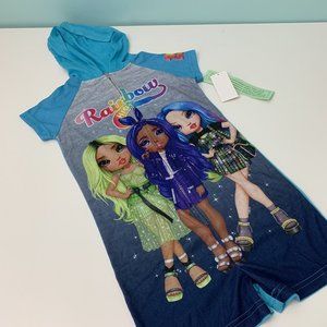 Rainbow High Pajamas Girls Size XS 4/5 Cozy Soft Romper One Piece Hooded NWT